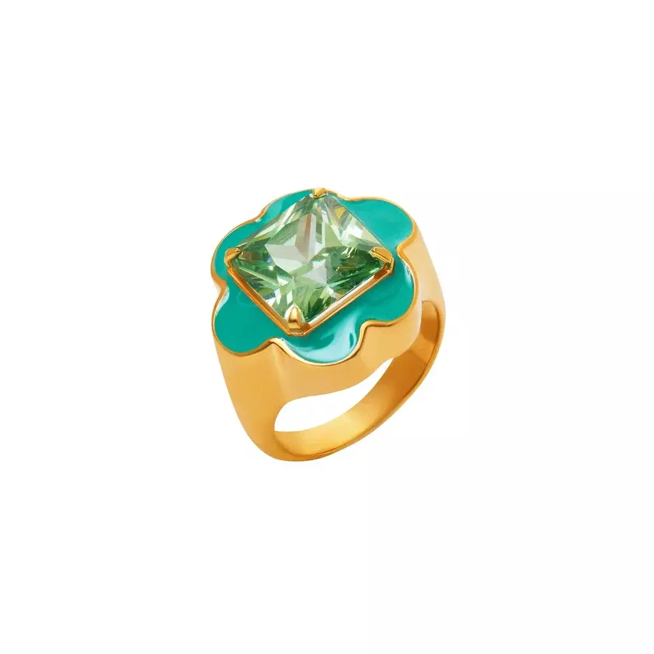 VIVA LA VIKA Кольцо Stern Flower Ring - Green