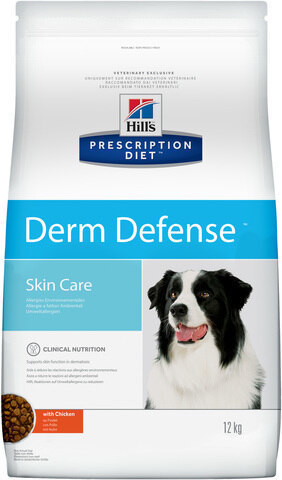 купить Hill’s™ Prescription Diet™ Derm Defense™ Skin Care сухой корм для собак, диетический рацион для поддержания здоровья кожи и при аллергии 2 кг