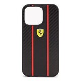Кожаный чехол Ferrari NM для iPhone 13 (Чёрный с красным)