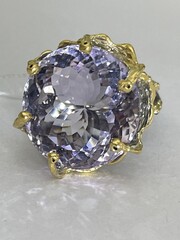 Оливия-аметист (серебряное кольцо с позолотой)