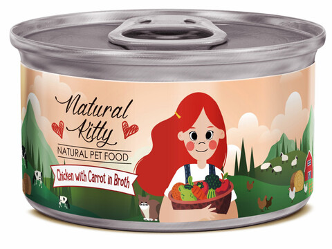 Pettric Natural Kitty влажный корм для кошек (курица с морковью в бульоне 80 гр