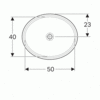 Geberit VariForm Раковина с установкой под столешницу овальной формы, Т1=50х40 см, без отв. под смеситель, без отв. перелива