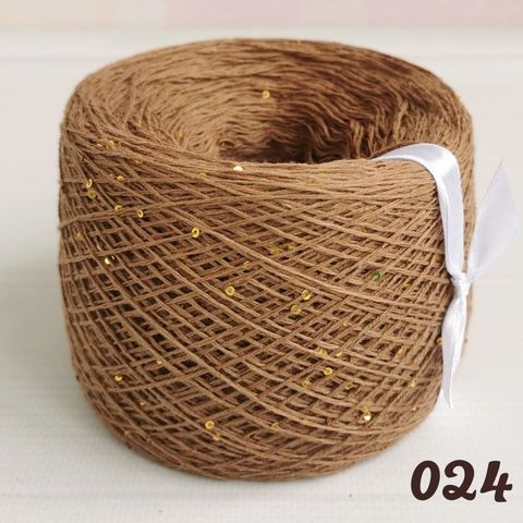 ХЛОПОК С ПАЙЕТКАМИ 100гр, 024, Шамуа/Золото