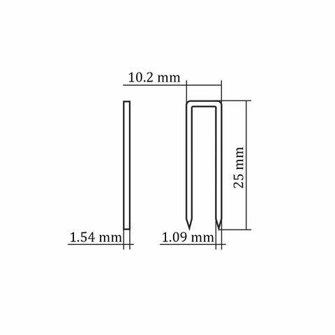 Цена на Скоба каркасная тип 155 для пневмо пистолета HYBEST (25 мм, тип L/N/16ga, 18000 шт/уп)