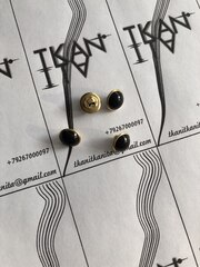 Пуговица металлическая со сквозным проколом (пластик/металл, Черный перламутр/золотой металлический ободок, 11)