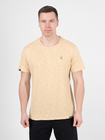 Мужская футболка «Великоросс» бежевого цвета круглый ворот