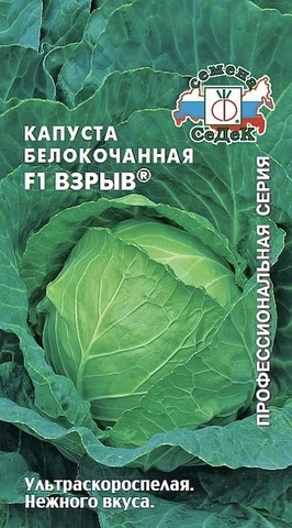 Семена Капуста белокочанная Взрыв F1, ранняя, 0,1 гр