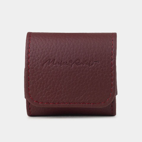 Чехол для наушников AirPods 4 из кожи теленка, бордового цвета