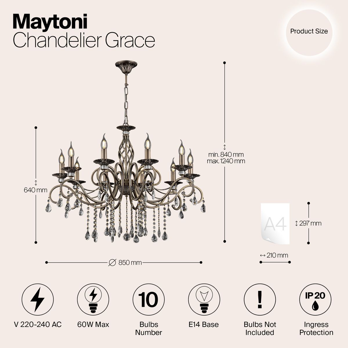 Подвесная люстра Maytoni Grace RC247-PL-10-R