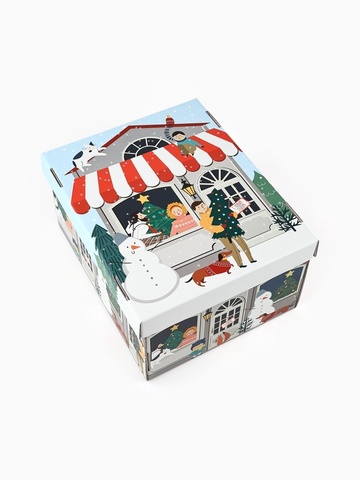 Коробка сборная одиночная Прямоугольник, «Зимний город», 31*25*16 см