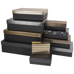 Коробка одиночная, Прямоугольник, Строгий микс, Черный/Золото/Серебро, Металлик, 35*25*10 см, 1 шт.