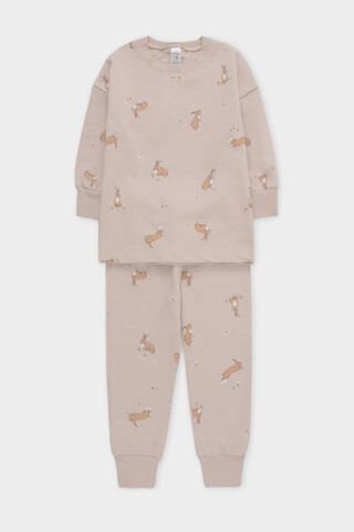пижама  для девочки  КП 1611/бежевый,кролики и цветы