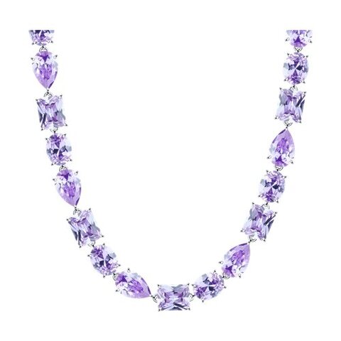 Колье теннисное из серебра с аметистовыми фианитами