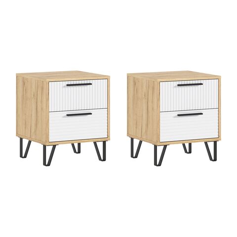 Флэш Тумбы прикроватные (2шт) (Браш Вайт, Дуб Крафт)