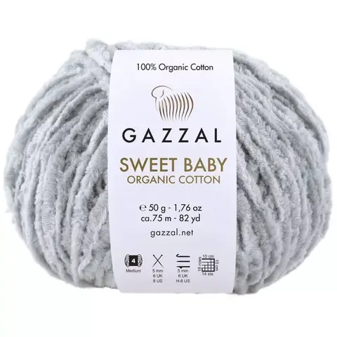Пряжа Gazzal Sweet Baby Organic Cotton 2602 серый