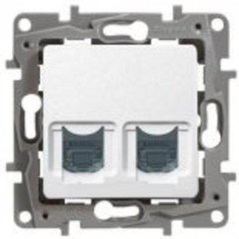 Двойная розетка RJ 11 + RJ45 Кат. 5е UTP. Цвет Белый. Legrand Etika (Легранд Этика). 672252