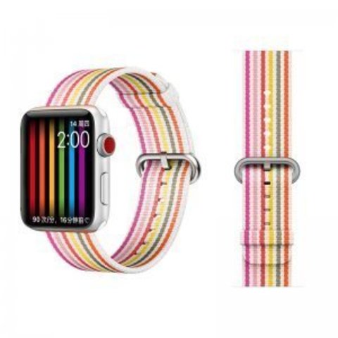 Ремешок COTEetCI W30 Nylon Rainbow Band (WH5251-WP-42) для Apple Watch 44мм/ 42мм Бело-Розовый