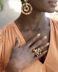 Крутое кольцо SILVIA TOLEDANO широкое с цветными подвесками