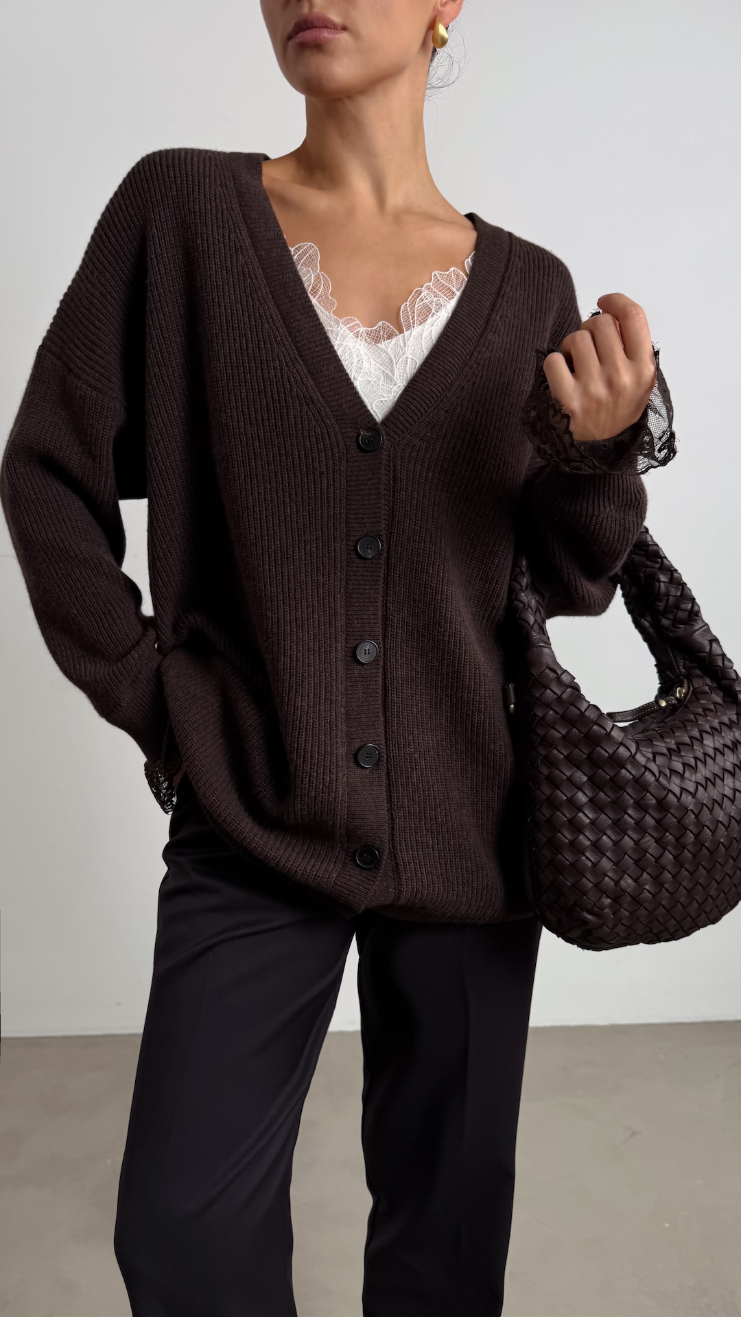 Кардиган с кружевом на манжетах PREMIUM QUALITY
