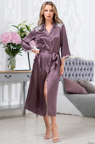 Длинный халат на пуговицах Бриджит (70% нат.шелк) M Sale