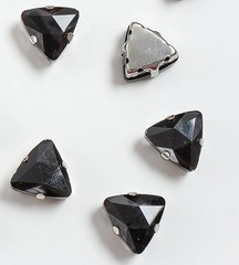 Стразы пришивные стекло в оправе "Треугольник", р. 12 мм, чёрный