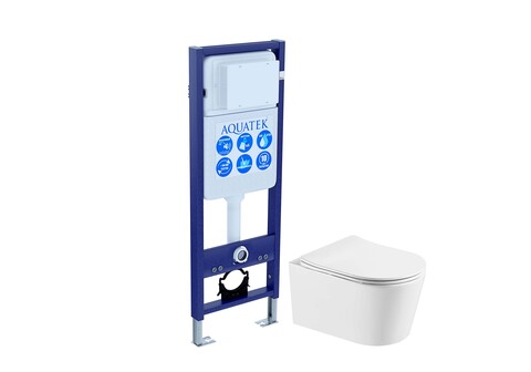 Aquatek SET Aquatek ОБЕРОН T INS-017 SET Aquatek ОБЕРОН T INS-017 (рама Aquatek Standard INS-0000017(без клавиши и крепежа)+унитаз ОБЕРОН AQ1365T-00 с тонким сиденьем soft-close