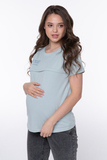 Футболка для беременных и кормящих 18072 серо-голубой