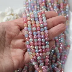 Бусины стеклянные микс с покрытием, круглые 6 мм, К223