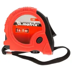 Рулетка Rubber, 5м*19мм, обрезиненный корпус// MATRIX 31002