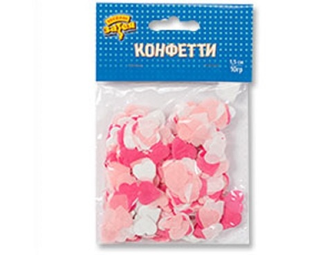 Конфетти бумажное тишью, Сердце, Ассорти Нежное, 1,5см, 10г.