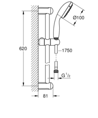 Душевой гарнитур GROHE Tempesta New, 600 мм, 5,7 л/мин, хром (2759810E)