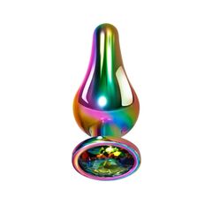 Радужная анальная пробка Rainbow Metal Plug Small - 9,4 см. - 