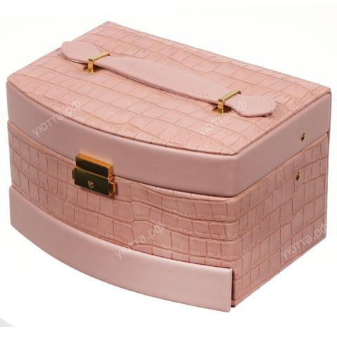 Шкатулка-кейс для украшений и косметики (21,5*15*13 см) - Розовый