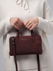 Сумка кожаная на плечо кросс-боди бордо горох