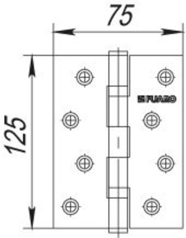 Петля универсальная 2BB 125x75x2,5 CP (хром)