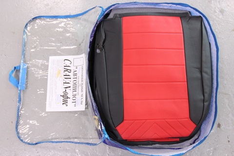 Авточехлы Dodge Caravan 7 мест (офис) с 01-07г. (черные бока и тыл, центр красный) (Эксклюзивный комплект)