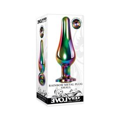 Радужная анальная пробка Rainbow Metal Plug Small - 9,4 см. - 