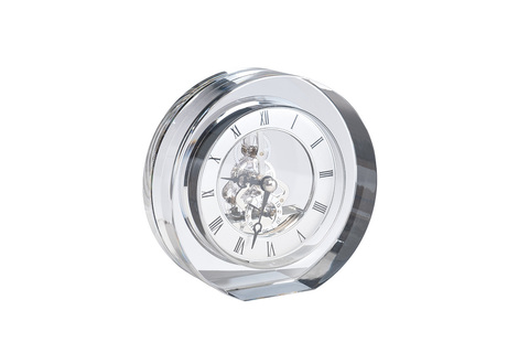 Часы настольные 12см Garda Decor круглые серебряные с оптическим стеклом
