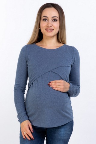 Лонгслив для беременных и кормящих 10885 синий