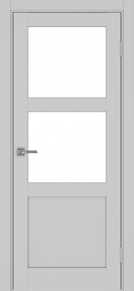 Дверь межкомнатная Оптима Порте Турин 530.221, цвет пепельный, экошпон, стекло лакобель белое