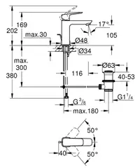 Смеситель однорычажный для раковины GROHE Cubeo, размер M, хром (1017490000)