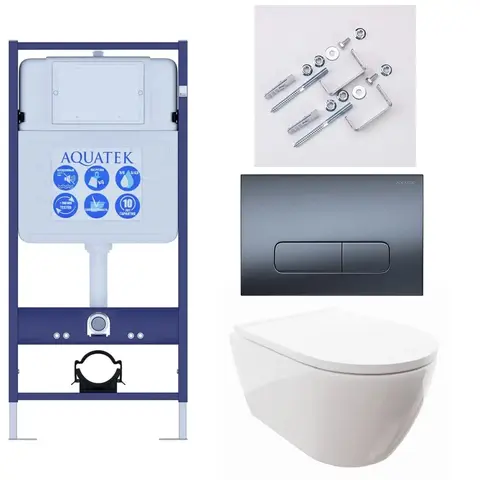 Aquatek SET Aquatek ПОЛАРИС-034 4в1 SET Aquatek ПОЛАРИС (рама Aquatek Standard INS-0000012+унитаз ПОЛАРИС AQ0700-00 с тонким сиденьем soft-close+ крепеж KKI-0000002 +панель KDI-0000034)