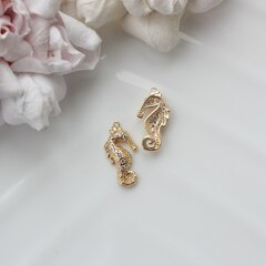Подвеска Морской конёк с фианитами 21*11 мм, позолота, П638