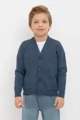 кардиган  для мальчика  КВ 30155/джинсовый меланж