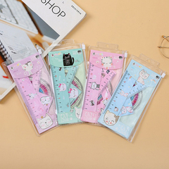 
          Линейка Basir пластиковая, набор 4 шт, серия "Котики", 4 предмета: линейка 15 см, транспортир и два угольника