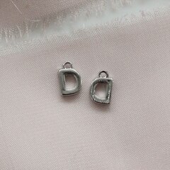 Буква D, родий, 8 мм, 1 шт, П756