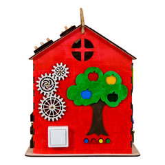 KidClever Бизиборд Развивающий домик со светом 