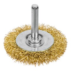 45-3-105 Щетка-крацовка дисковая, со шпилькой, латунированная стальная проволока, d=50мм (РемоКолор)