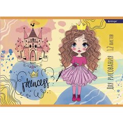 
          Альбом для рисования А4 12л., Alingar, на скрепке, мелованный картон (стандарт), 100 г/м2, "Princess"