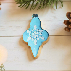 Новогодний пряник «Шар» голубой вытянут. / 50 гр